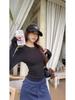 Women's Autumn Korean-Style Fitted Top: Versatile, Waist-Cinching Base Layer with Long Sleeves and Short Length.