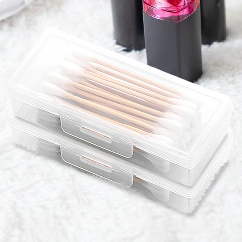 Cotton Swab Holder Desktop Dustproof Storage Box Dispenser Clear Makeup Storage Organizer Bathroom Accessories
