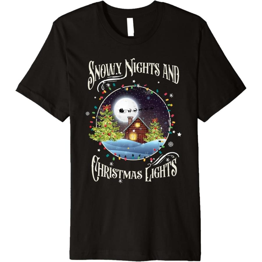 

Snowy Nights And Christmas Lights Premium T-Shirt XXXXXL чорний