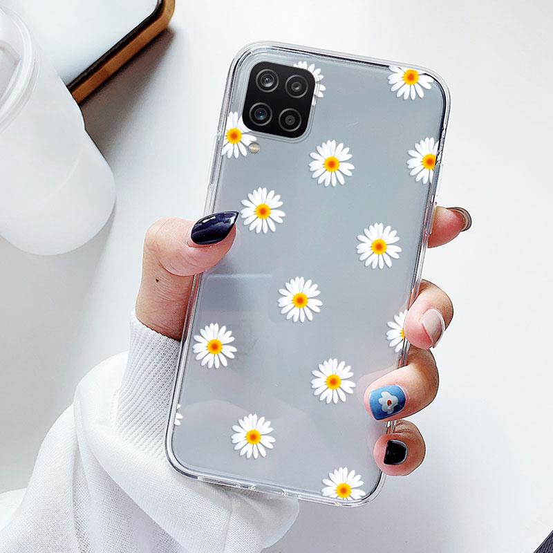 Phone Case For Samsung A12 M12 F12 Floral Silicon Cover For Samsung Galaxy A12 5G Fundas Coque Transparent Soft Capas Flower TPU