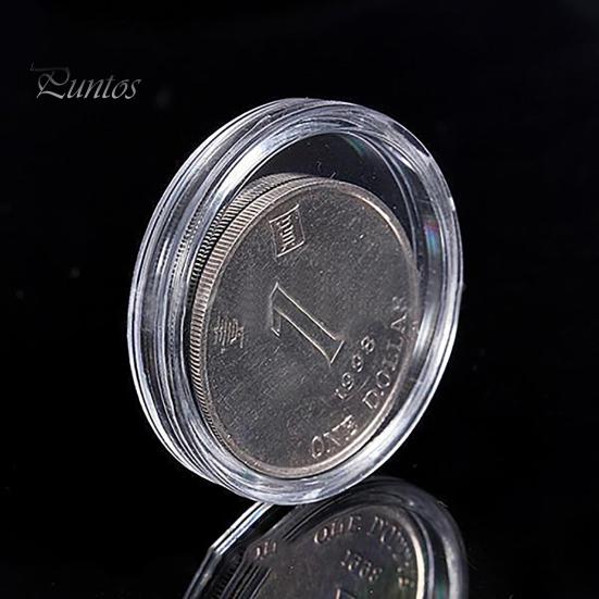 Coin Protector 10Pcs Clear Transparent Plastic Round Display Case Capsule Collecting Storage Box Holder