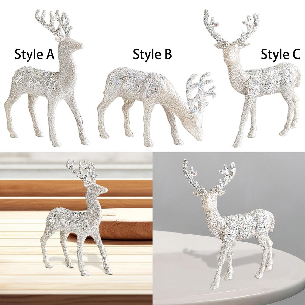 Weihnachts-Rentierfigur, stehend, Rentier-Statue, Pailletten, Weihnachtsdekoration, Weihnachtsgeschenk für Kaminsims, Regal, Party, Innenbereich, Zuhause