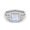 925 Sterling Silver 3.82  Cts Cushion Shape Moonstone  Solitaire with Accent Wedding Women Ring