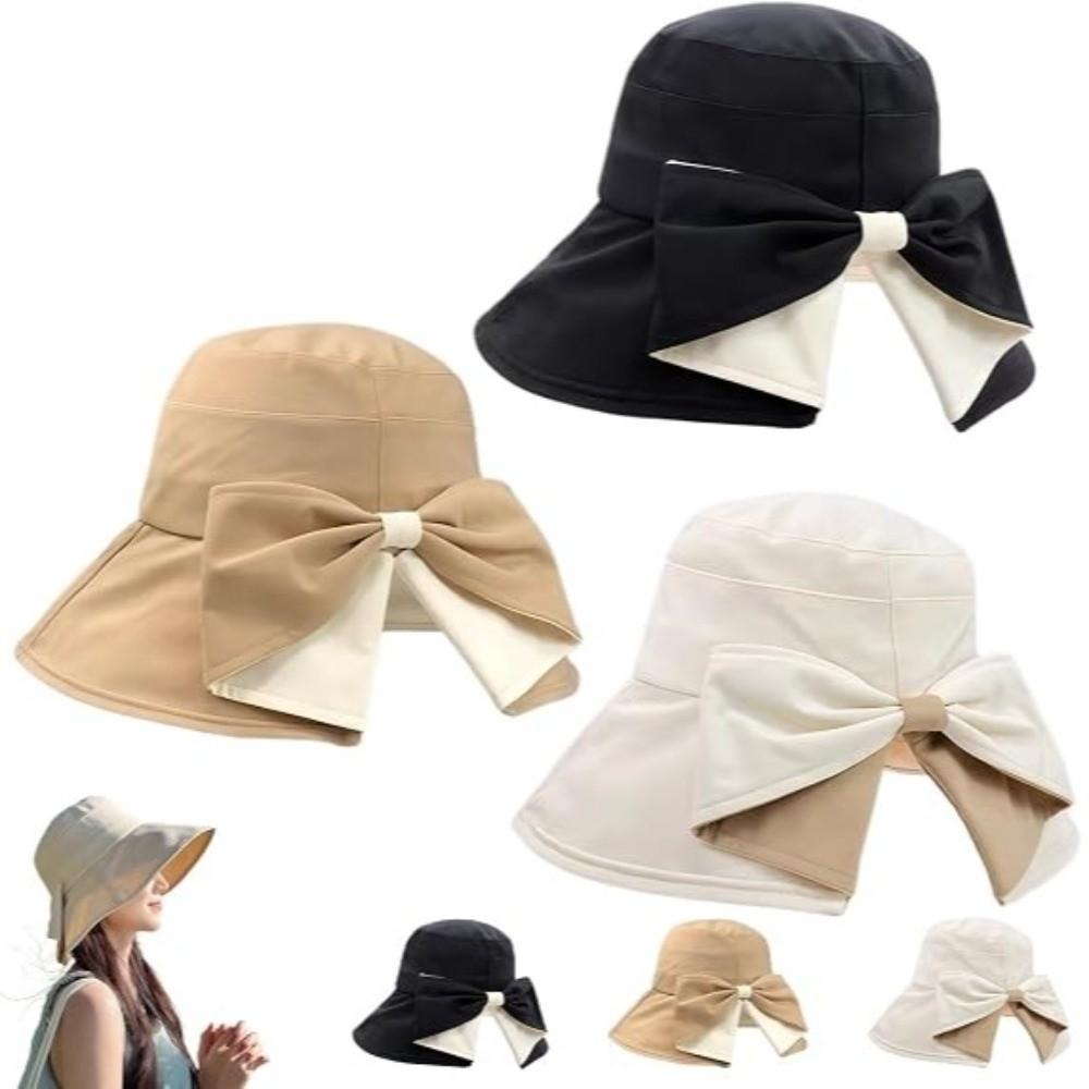 360° Protection Bucket Hats Bowknot Sun Protective Hat New Fisherman's Hat Outdoor Travel