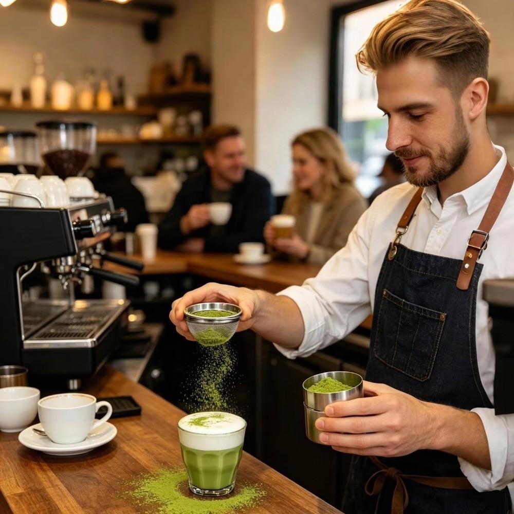 Mit Pudersieb Matcha-Dose Behälter 304 Edelstahl Tee Versiegelter Behälter Haushaltsgebrauch