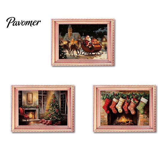 Retro Fridge Magnets 3Pcs Christmas Light-up Frame Refrigerator Magnet, Vintage Wooden Holiday Decorative Photo Holders Glowing Magnetic Picture