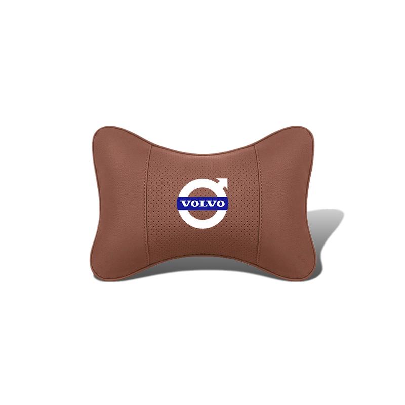 1Pcs Pu Leather Car Neck Pillow Auto Emblem Headrest For Volvo Xc60 Xc90 V40 V60 S60 V50 V90 S80 C40 XC40 V70 XC70 C30 EX90 C70