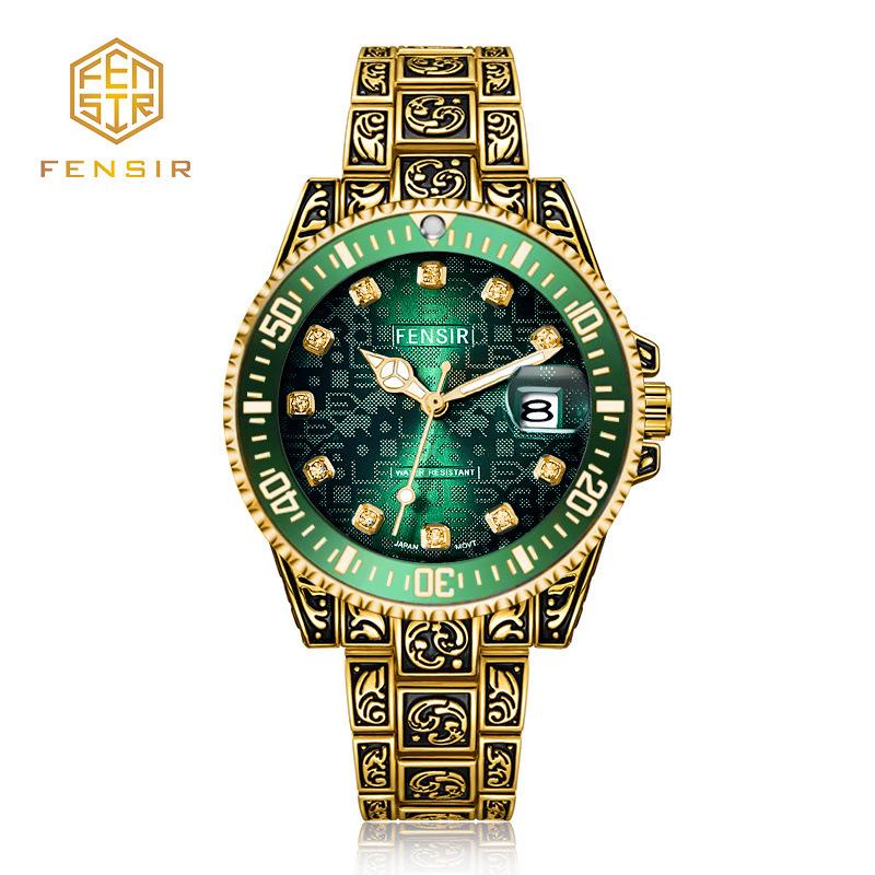 Patterned Steel Band Bracelet Men's Quartz Watch Waterproof Watch Fashionable Personalized Outdoor Sports Reloj