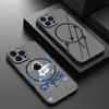 Planet Astronaut Pattern Clear Matte Case For iPhone 16 Pro Max 15 Pro 14 13 Wireless Charge Shockproof for Magsafe Magnetic Phone Cover