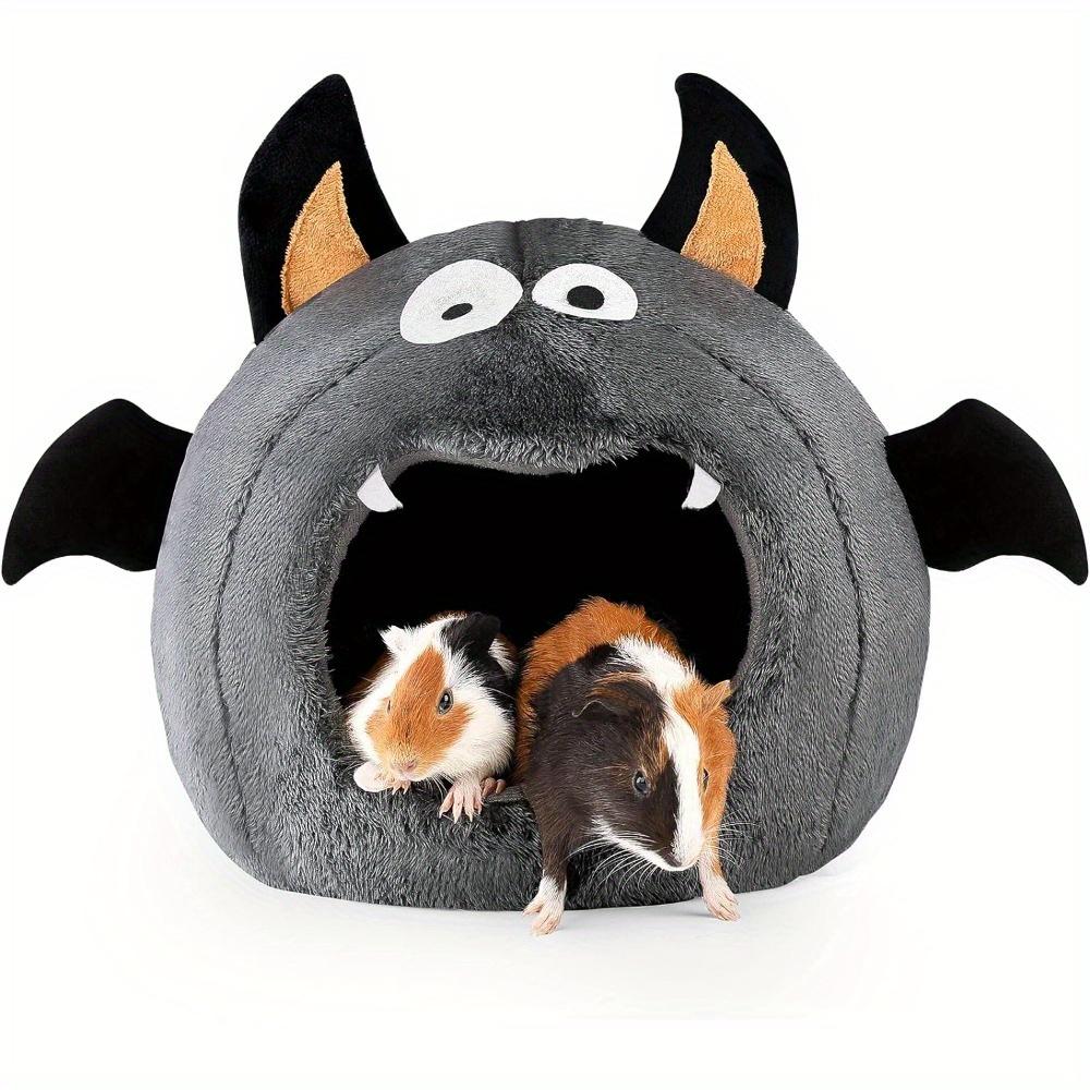 2 In 1 Hamster Nest Halloween Bat-Shaped Cozy Bed for Hamster Guinea Pigs Rabbits & Small Pets Soft Plush Polyester Hideout Bed