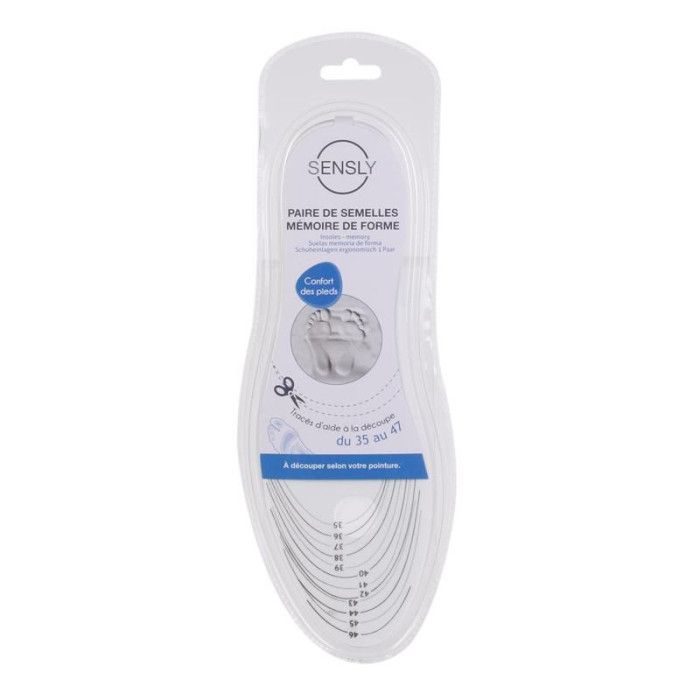 Semelles à Mémoire de Forme - Blanc - Découpables Taille 35 à 47 - Confort Inégalé - Instructions Incluses