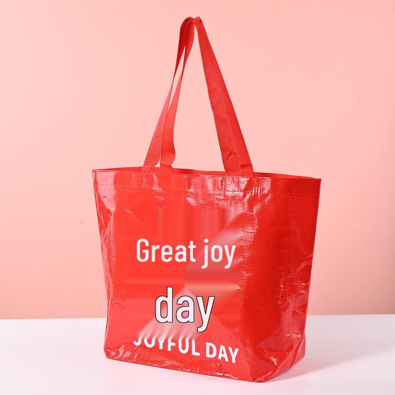 Joyful Wedding Celebration Custom Woven Tote - Colorful, Waterproof, Laminated