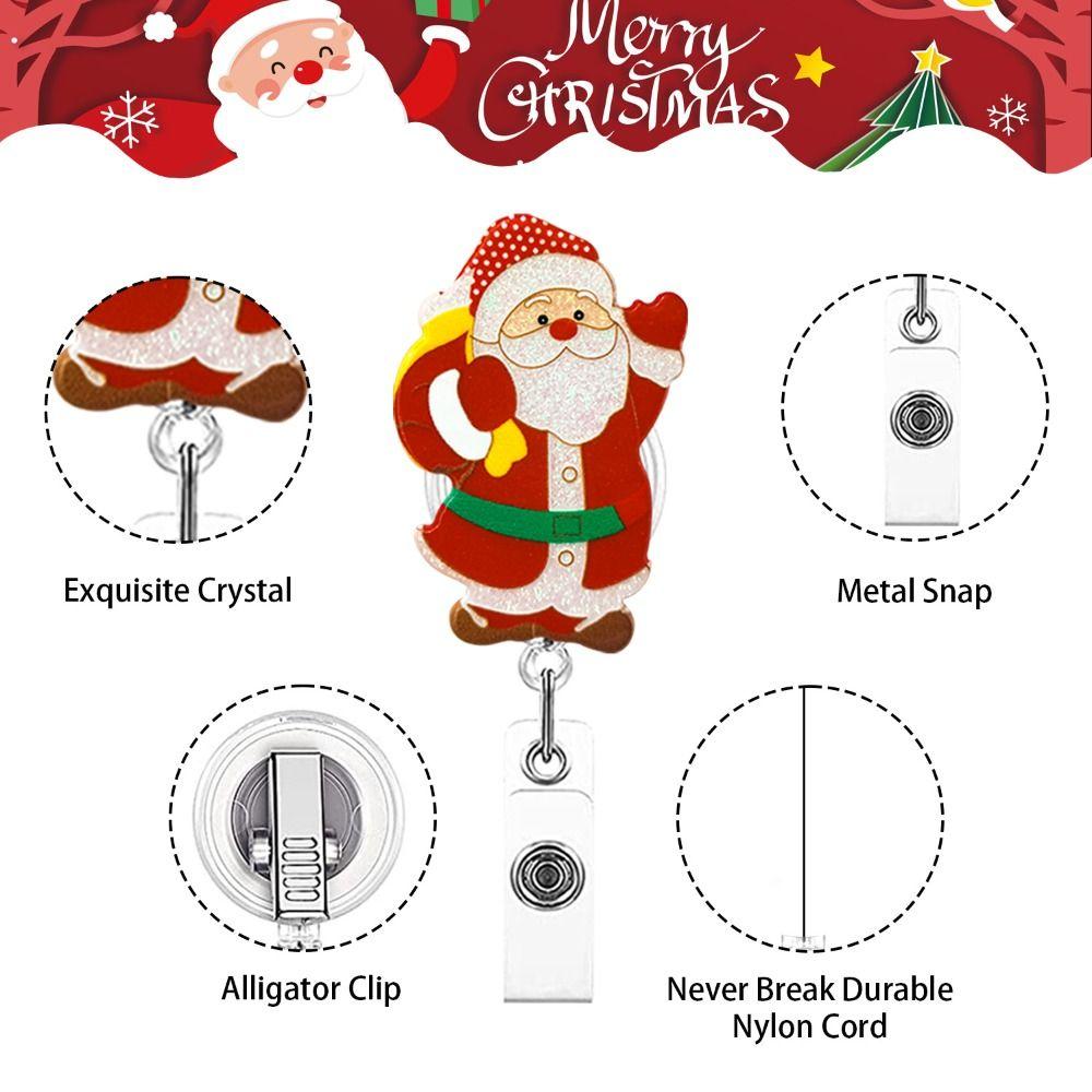 Snowman Elk Christmas Badge Reel Santa Claus ID Card Holder  Doctor Student