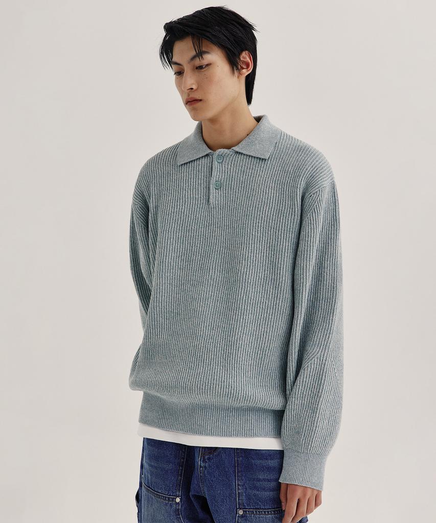 KIIMUIR Soft Texture Button Collar Knit_Mint