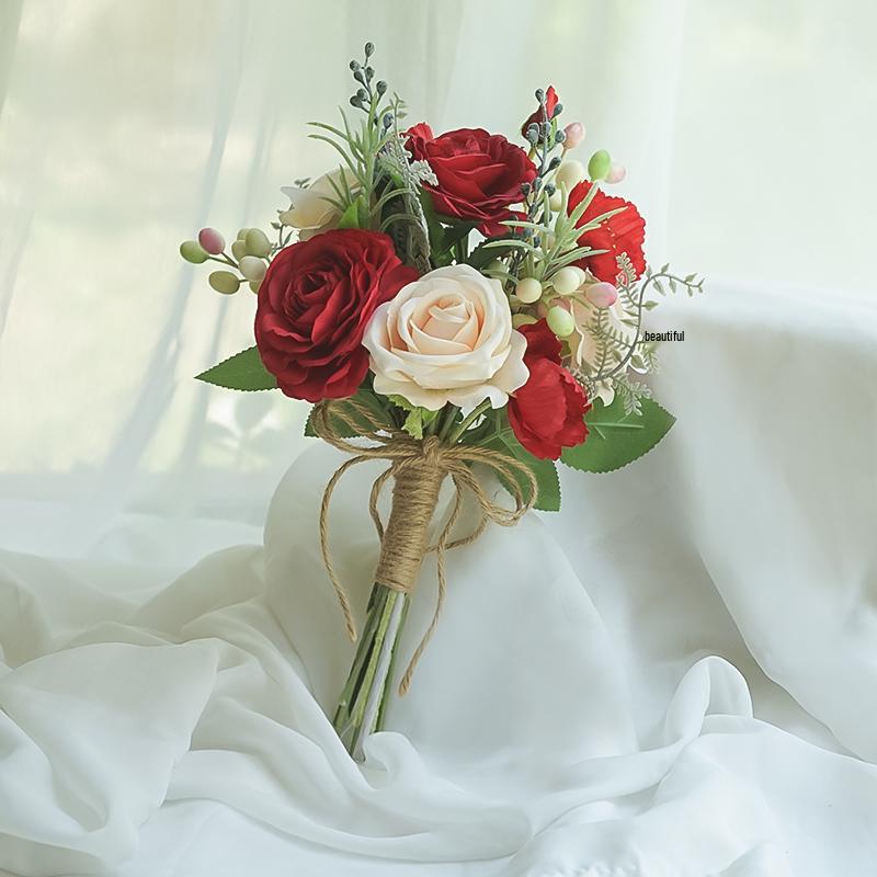 Bouquet Sposa Eucalipto Stile Foresta - Composizione Floreale Artificiale a Mano per Matrimoni & Arredo Casa