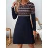 Tribal Ethnic Style Pattern Print Dresses For Women Autumn Winter Dress Fashion Long Sleeve Loose Dresses Female Clothing