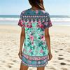 Women's Summer Fashion V Neck Short Sleeve Casual Retro Printed Dress Lightweight Comfortable Fit Versatile Style Suitable for Daily Wear
