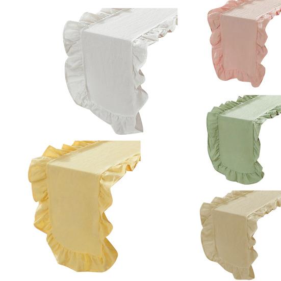 Ruffled Table Runner Scalloped Edge Rustic Table Runner Washable Farmhouse Style Table Runner for Dining Table Wedding Bride Shower Party Decoration
