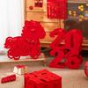 3D New Year Decorations Spring Festival Lucky Character Ornament Non-Woven Fabric Fu Word Horse Year Standing Decorations