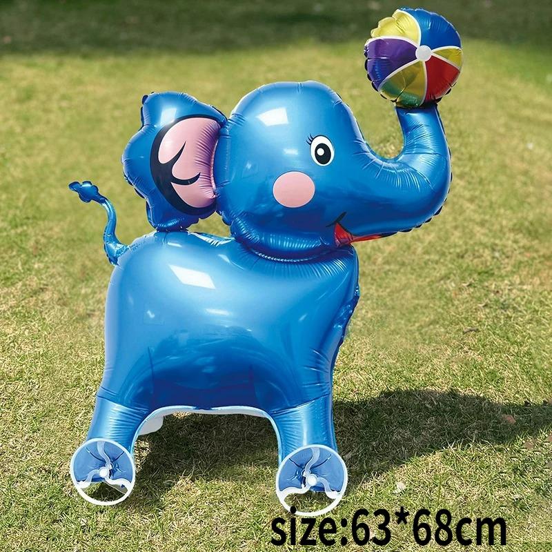 4D Dinosaur Dog Cat Standing Foil Balloons Animals Walking Balloon with Wheel for Kids Birthday Party Decoration Baby Shower