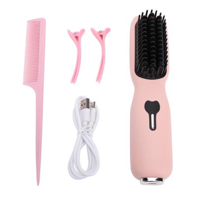 Plancha de Pelo Peine Inalámbrica 11 Niveles de Temperatura Calentamiento Rápido Antiescaldaduras Portátil Cepillo Alisador para
