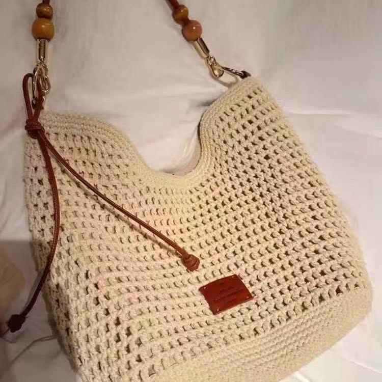 Women's Large Capacity Woven Tote Bag - Spring/Summer Vacation Style, Single Shoulder/Crossbody Straw Bag