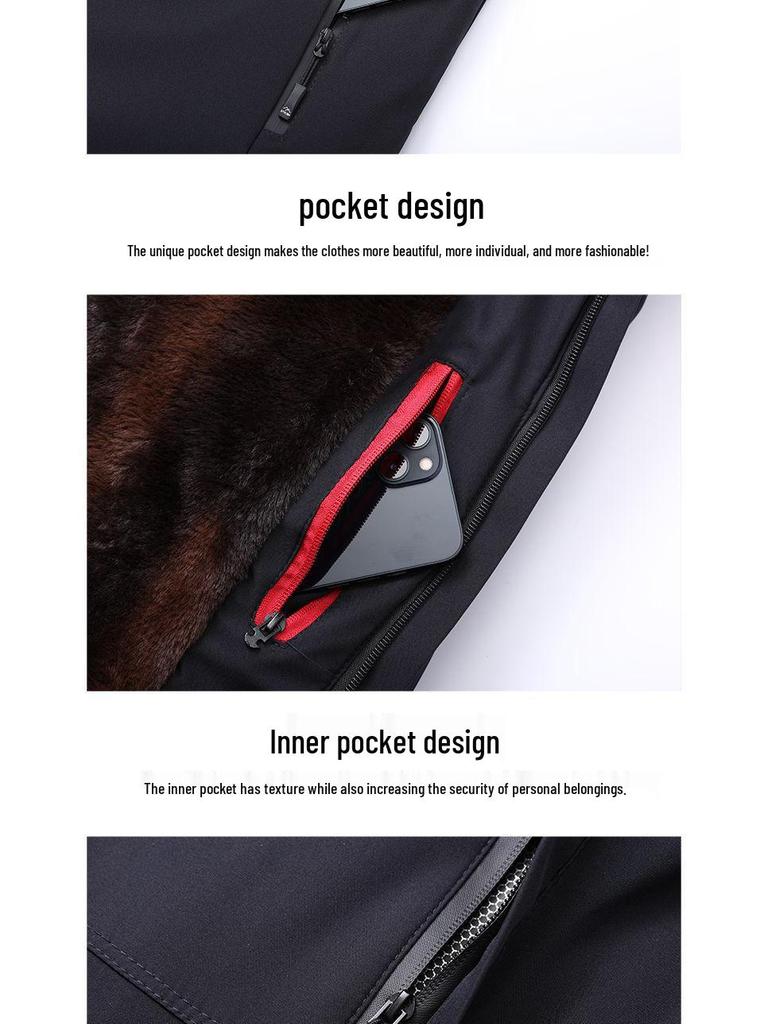 Woodpecker Men's Winter Down Jacket: Thick, Warm, Business Style, Plus Velvet, for Middle-Aged Dads.