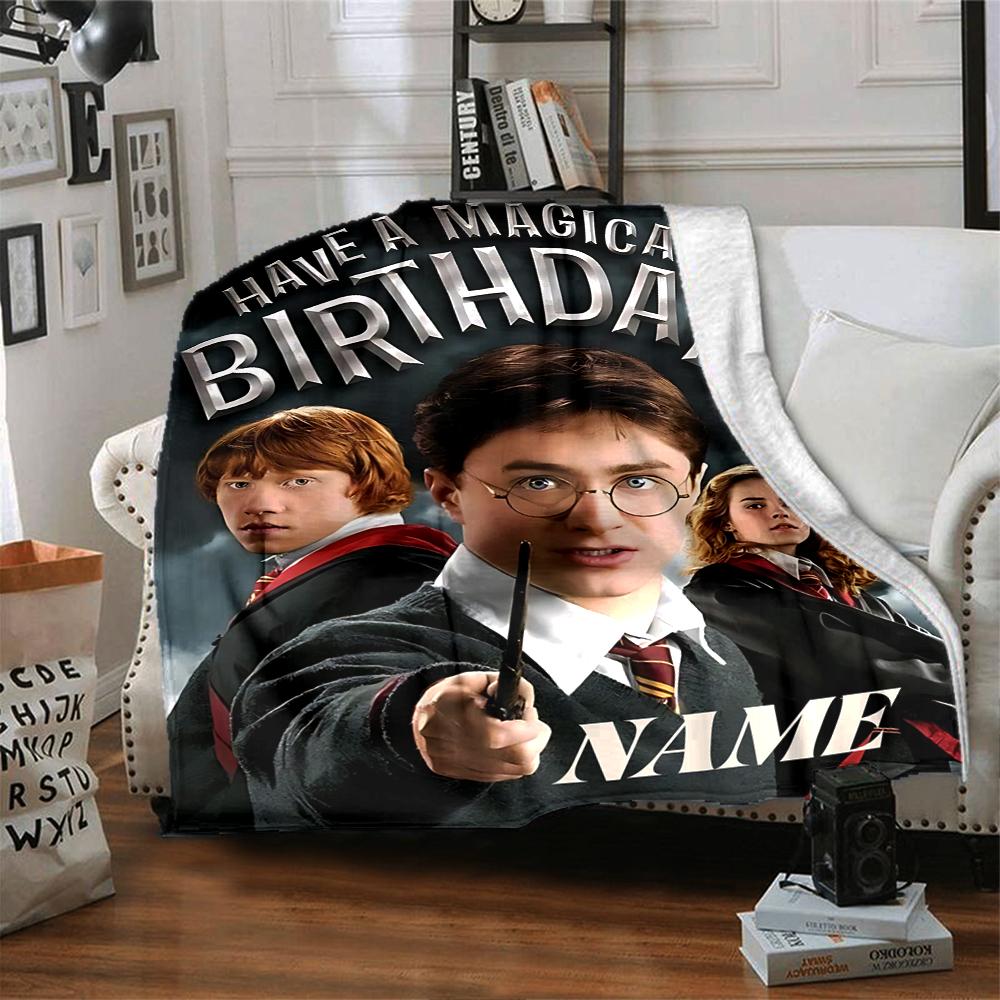 Custom Name "Harry Potter Adventure" Blanket for Couch & Bed, Plush Cozy Fuzzy Blanket Super Soft & Warm Blankets for Fall and Winter. 090867