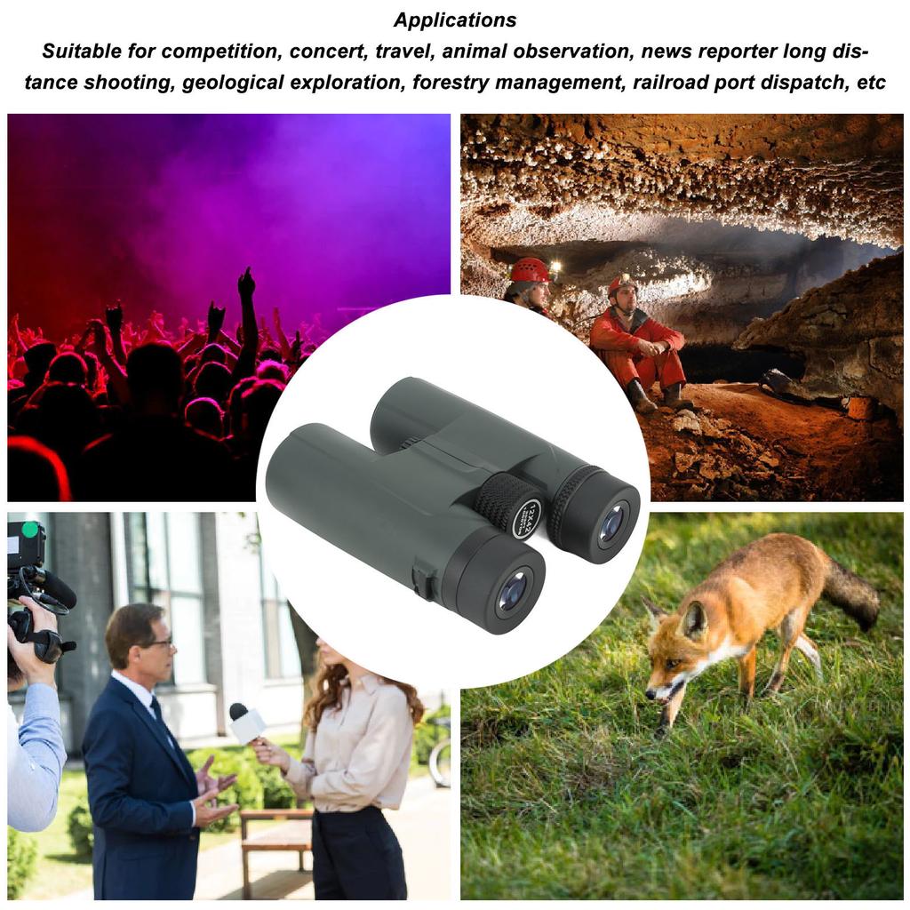 12X42 Binoculars HD Multi Layer Coating Portable Outdoor Adults Binoculars for Bird Watching Concerts Travel Green