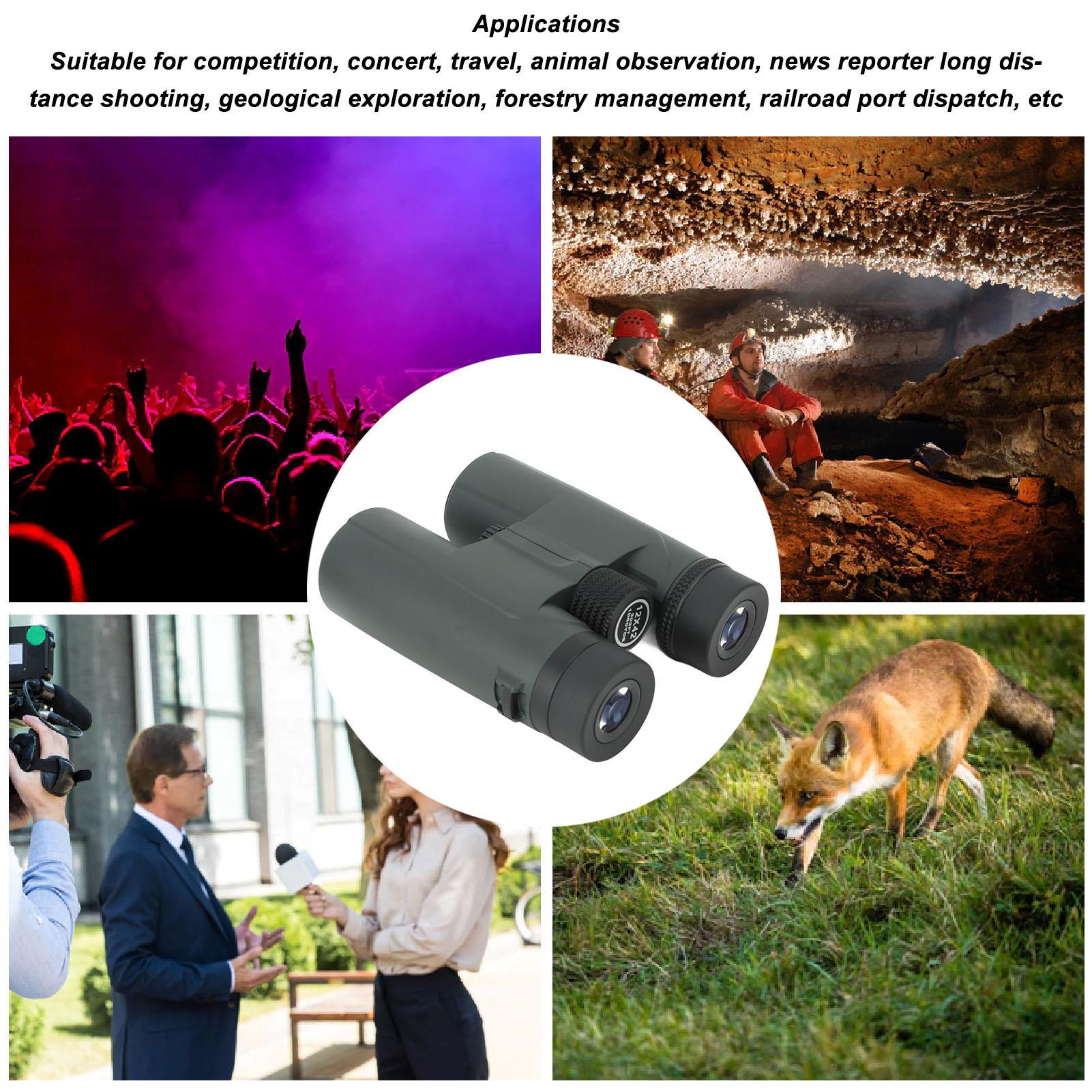 

12X42 Binoculars HD Multi Layer Coating Portable Outdoor Adults Binoculars for Bird Watching Concerts Travel Green
