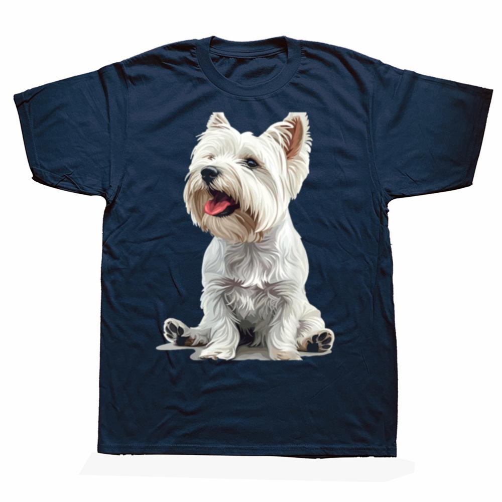 Lustige West Highland White Terrier Hunde Westie T-Shirts Herren Damen Mode Lässiges T-Shirt 100% Baumwolle Locker Übergröße T-Shirt