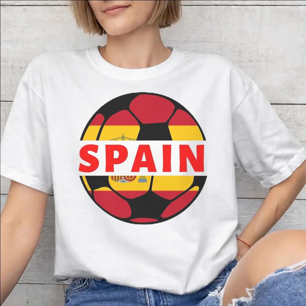 Spain Football 2026 Graphic Printing T Shirts for Unisex Unisex 100 Cotton Tee Shirt Clothing