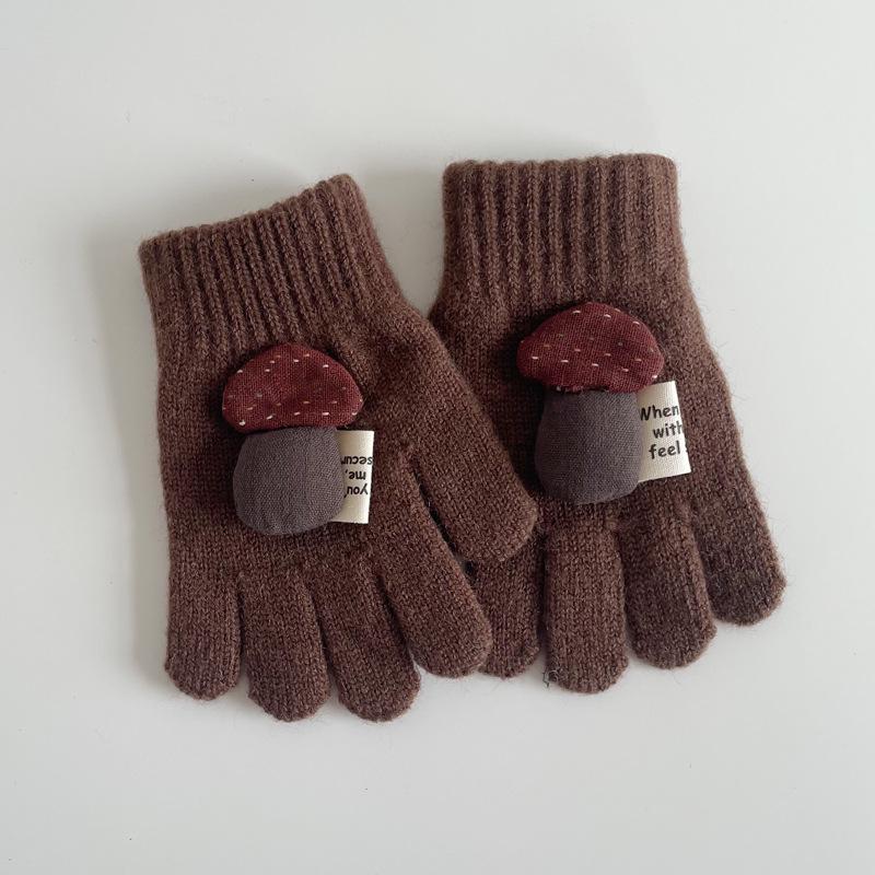 Children's Winter Plush Five-Finger Gloves - Warm, Trendy Gloves for Boys & Girls, Perfect for Outdoor Cold Protection & Writing.