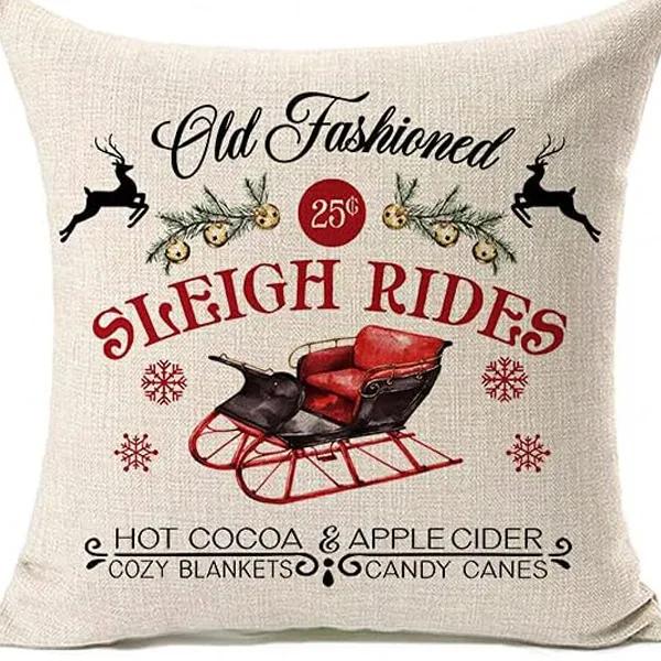 Merry Christmas Decor Cushion Cover x cm Pillow CaseCartoon Reindeer Santa Claus Printed Throw Pillowcase Linen Pillow Cover