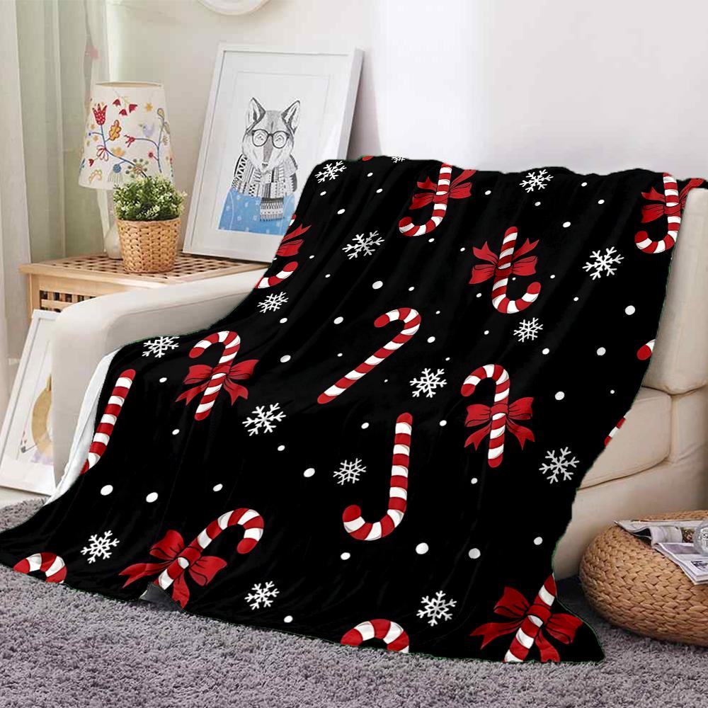 1Pc Christmas Candy Canes Blanket Soft And Comfortable Casual Warm Camping Travel Christmas Halloween Gift M91741