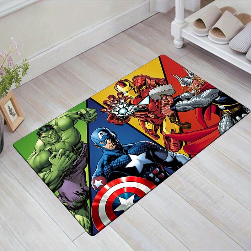 1 шт. Коврик для пола Marvel Мстители Супергерои, Нескользящий коврик, Дизайн с персонажами мультфильмов, Мягкий велюр, Декор для комнаты, Моющийся 60cm by 90cm
