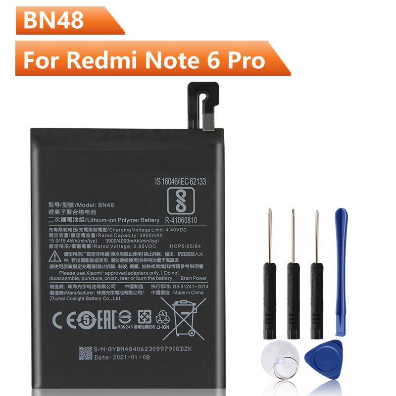 Replacement Phone Battery BN48 For Xiaomi Redmi Note 6 Pro Note6 Pro With Free Tool 4000mAh
