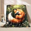 Multiple Sizes Sleeping Fox In Forest Print Blanket Flannel Material Soft Warm for All Seasons Home Outdoor Camping Picnics