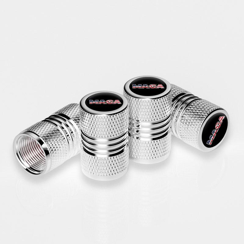 

4PCS Universal DIY Car Wheel Tire Air Valve Caps Stem Car Stickers For Cars Motor Auto Accessories Decor Gift ,MAGA Make America Great Again срібний