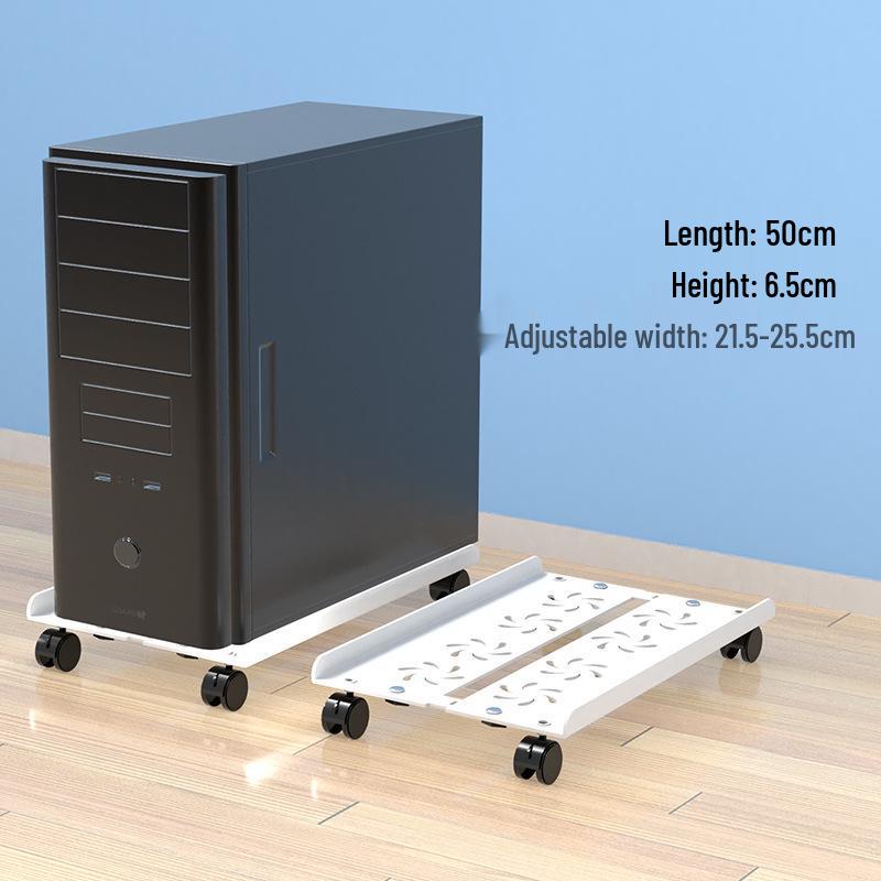 Movable Computer Host Desktop Case with Wheels and Retractable Thickened Base