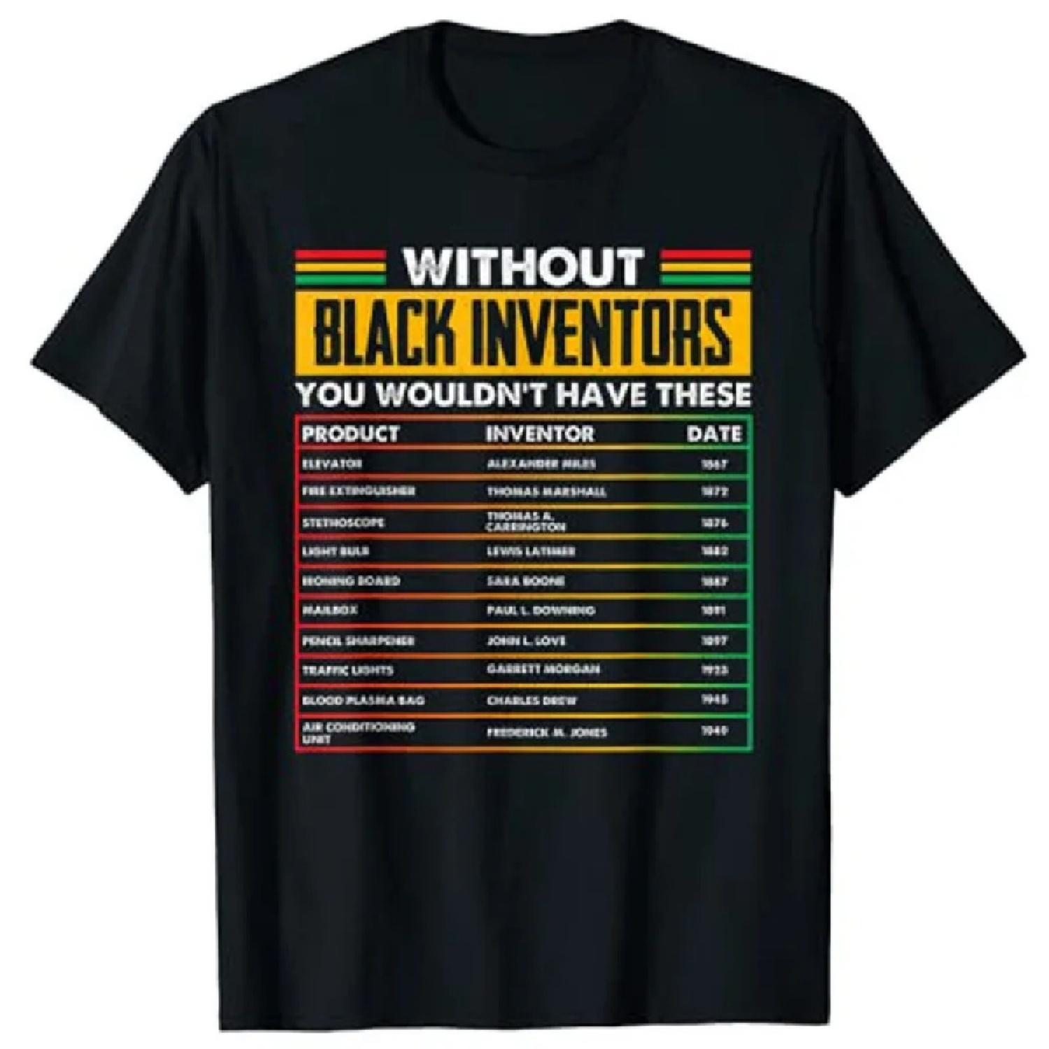 

History of Forgotten Black Inventors Black History Month T-Shirt Graphic Tee Tops Black-Proud Women Men Clothing Novelty Gifts XXXXXL чорний
