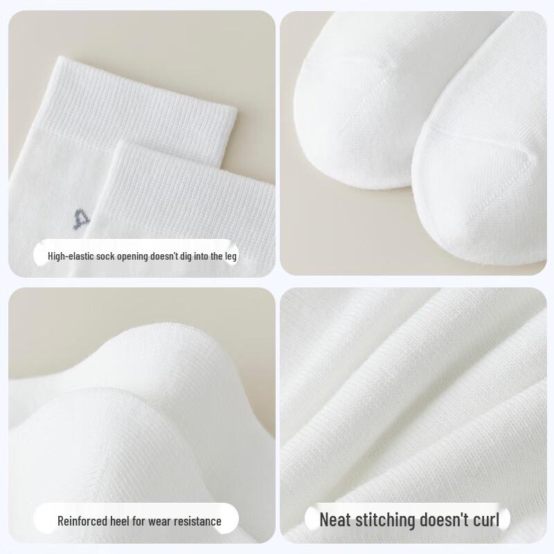 Mao Ren Men's 100% Cotton Mid-Calf Socks (5 Pairs)
