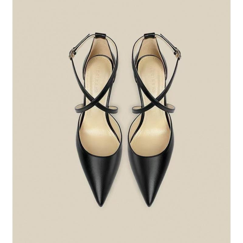 Summer new sexy pointed cross-strap single shoes shallow mouth bag head buckle hollow high-heeled sandals
