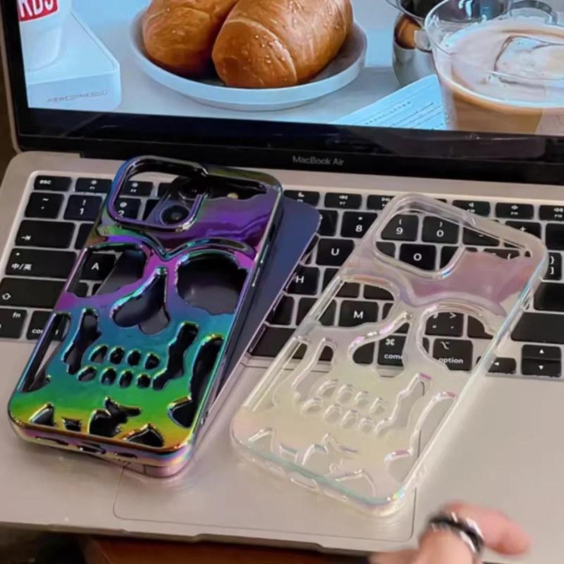 Etui na telefon 3D Skull Ghostface do iPhone'a 14 15 16 ProMax 11 12 13 Pro Max 16 Plus Samsung S24 S23 Ultra Fashion Hollow Heat Dissipation Plating Cover