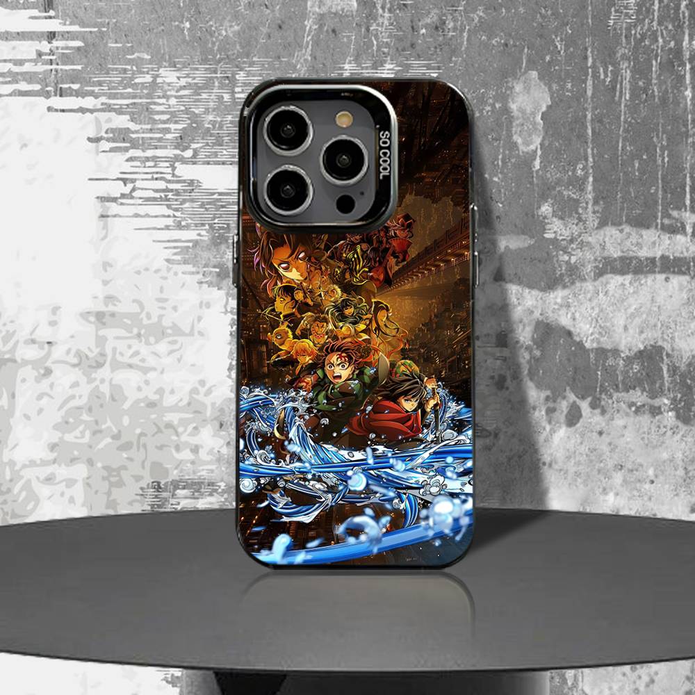 Kimetsu No Yaiba Infinity Castle Phone Case For iPhone 16,15,14,13,12,11,Pro,XS,Max,Plus,Mini,SE4,E Black Matte Shockproof Cover