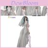 Enchanting Witch White Mesh Wedding Dress Set For Ghost Bride Carnival Costume