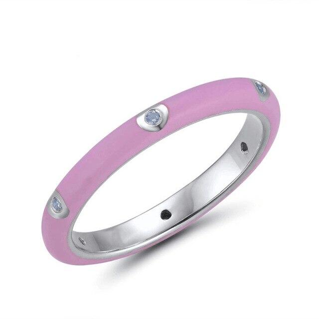 Small Fresh Colorful Rainbow CZ Eternity Stackable Fashion Ring For Ladies Wedding Party Engagement Birthday Jewelry Gift