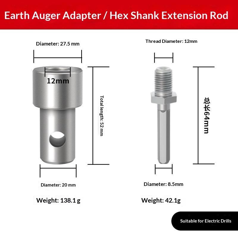 1Pc Earth Auger Adapter Tool 4 Interface Types For Impact Wrench Hammer Machine Garden Auger Drill Connector Garden Tools