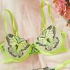 Green Butterfly Embroidery Lace Edge Seduction Perspective Print Lingerie Adult Bra Prom Queen