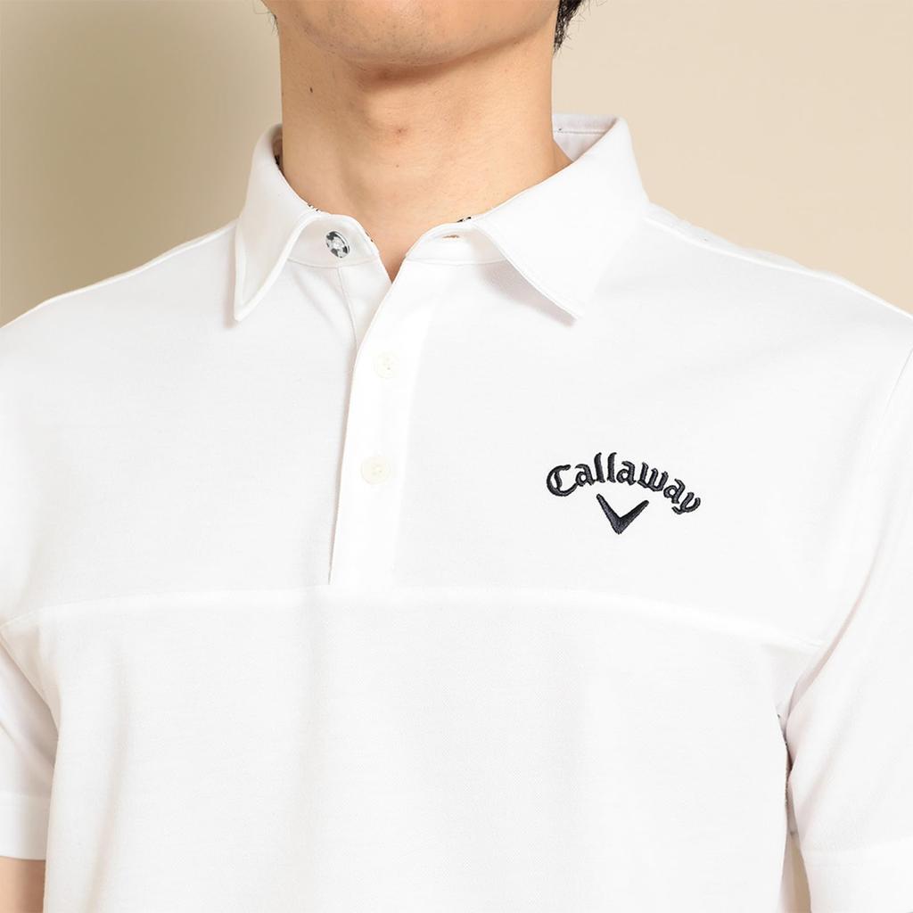 Callaway Short Sleeve Polo Shirt UV for C23234100 Size 3L Men's (Moisture-Wicking, Quick-Drying, Protection) Golf, 1030_White,